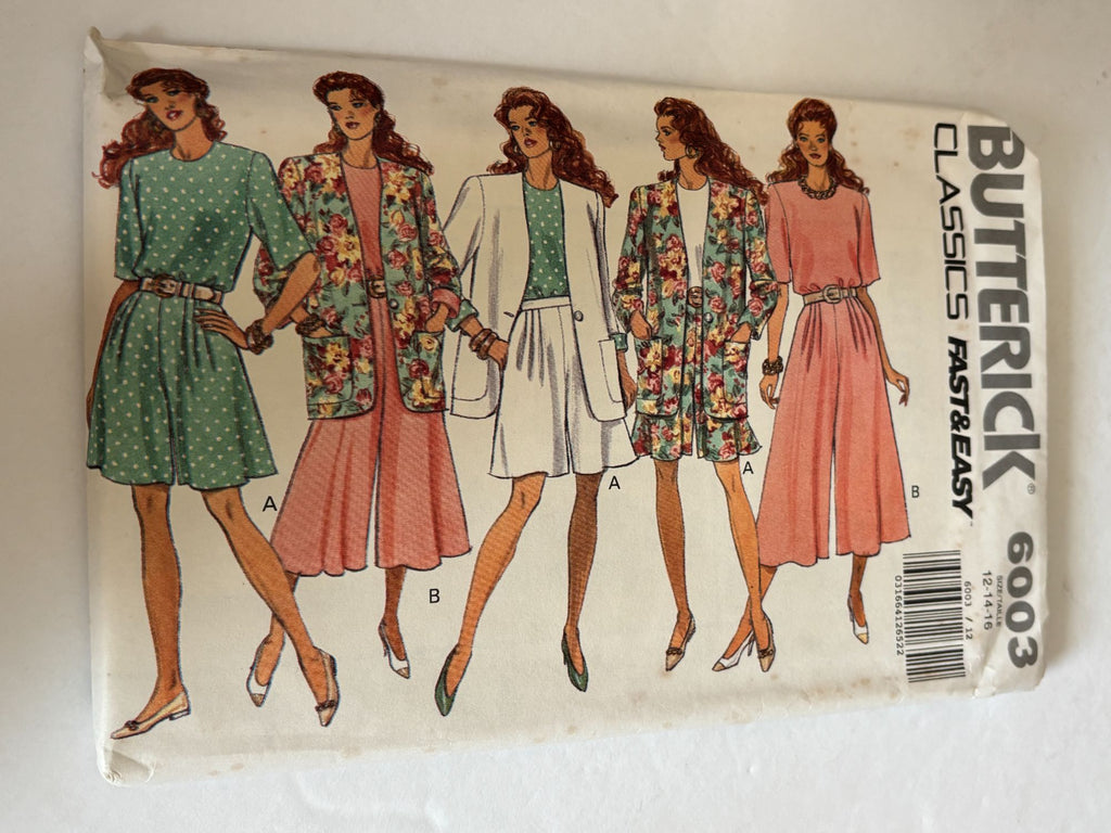 Butterick Sewing Pattern 6003 Capsule Wardrobe Top Skirt 1990s Fast Easy 6-10 UC