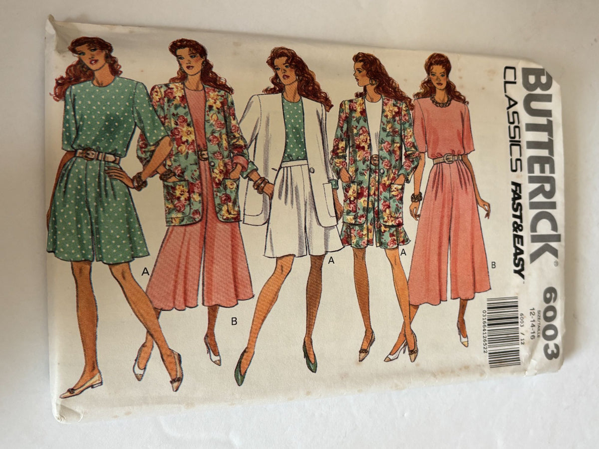 Butterick Sewing Pattern 6003 Capsule Wardrobe Top Skirt 1990s Fast Easy 6-10 UC