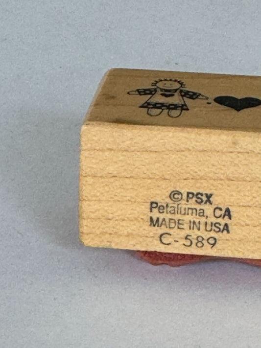 PSX Rubber Stamp Hearts Country Dolls Row Border Hearts Folk Art Card Making