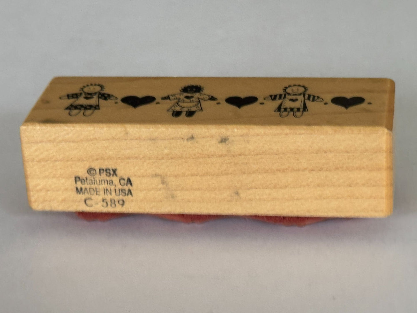 PSX Rubber Stamp Hearts Country Dolls Row Border Hearts Folk Art Card Making