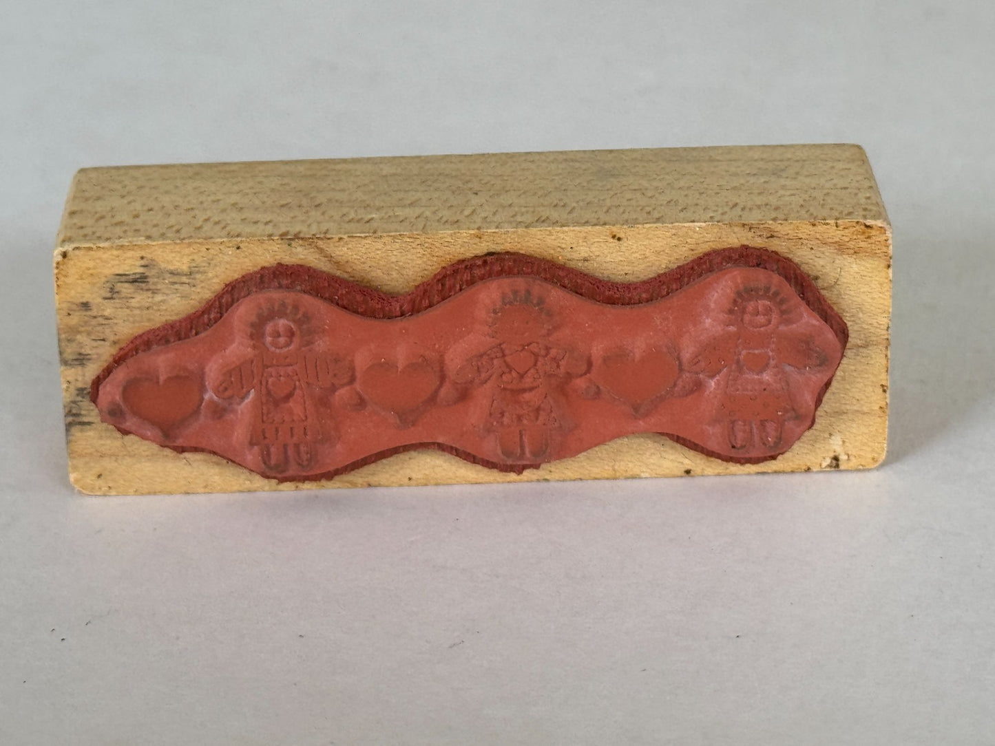 PSX Rubber Stamp Hearts Country Dolls Row Border Hearts Folk Art Card Making
