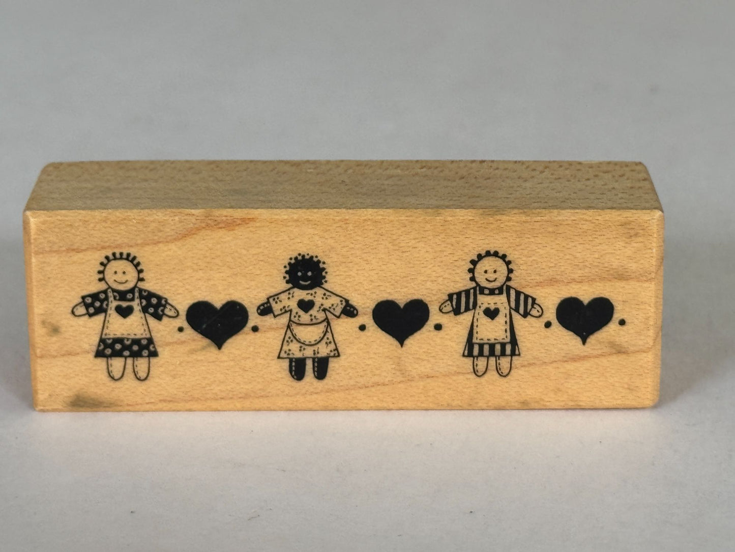 PSX Rubber Stamp Hearts Country Dolls Row Border Hearts Folk Art Card Making