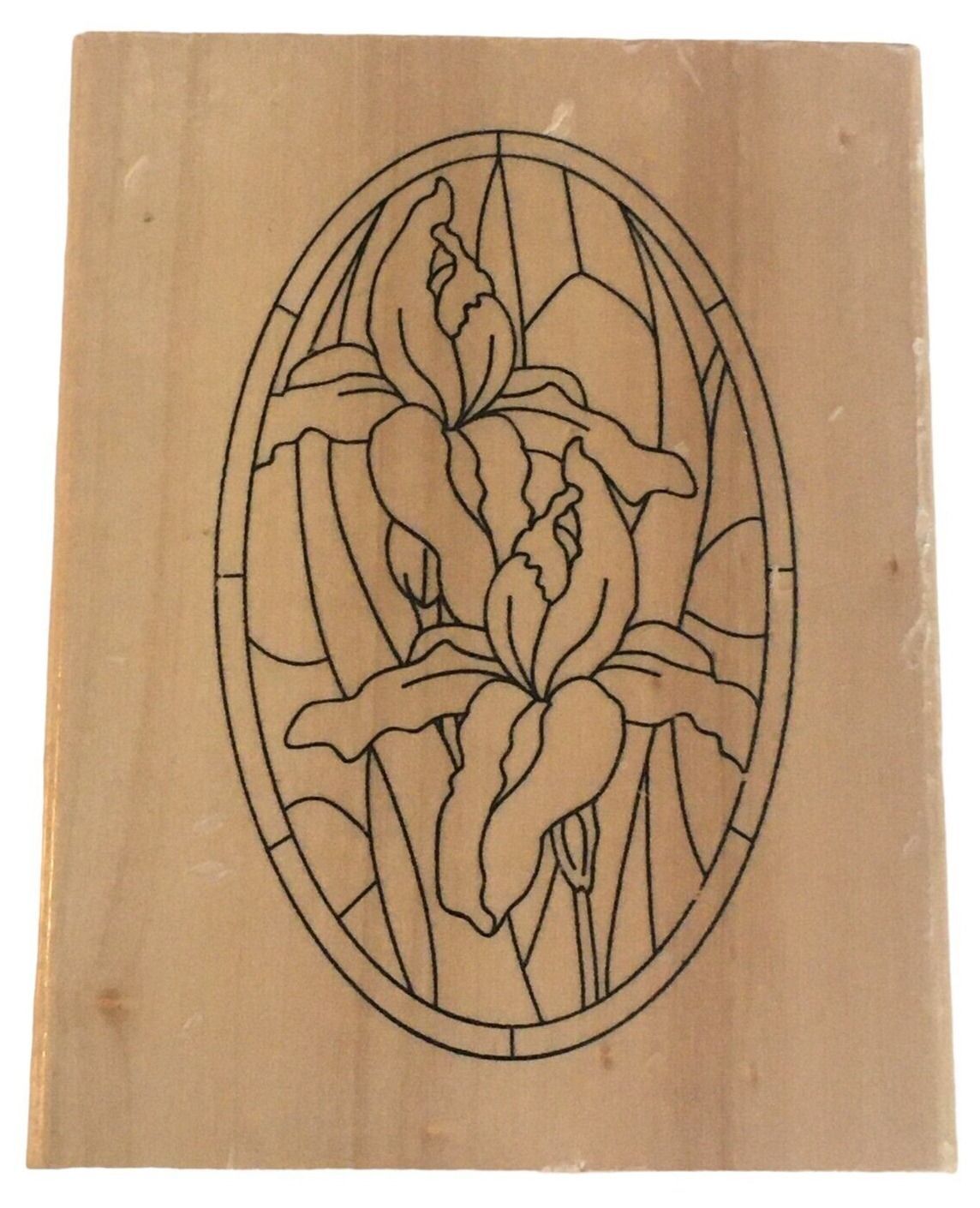 Anitas Rubber Stamp Stained Glass Window Iris Flowers Easter Sympathy Card Making Art Nouveau Church Religious