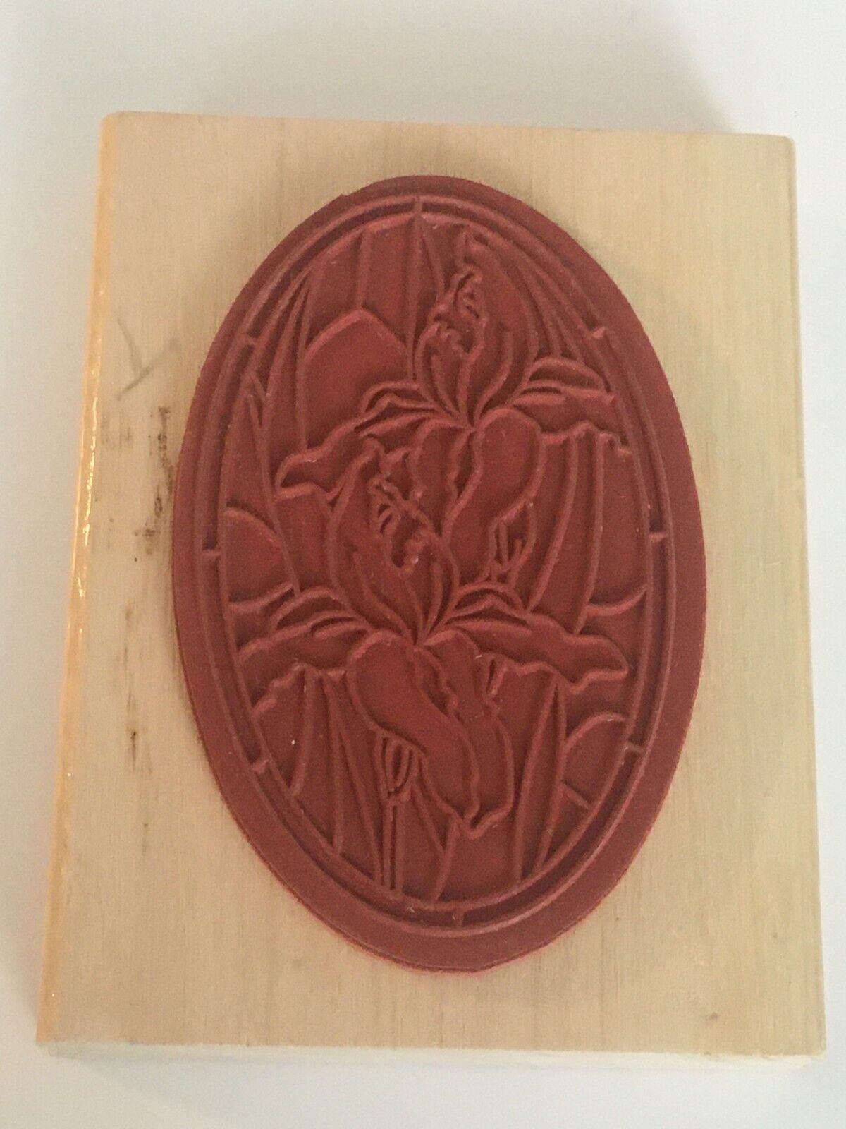 Anitas Rubber Stamp Stained Glass Window Iris Flowers Easter Sympathy Card Making Art Nouveau Church Religious