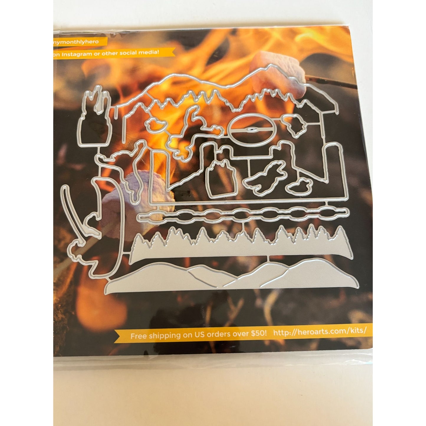 Hero Arts Lake Scene Clear Stamps and Coordinating Dies Fishing Canoe Mountain Campfire Cardmaking Scrapbooking Outdoor Stamp Set