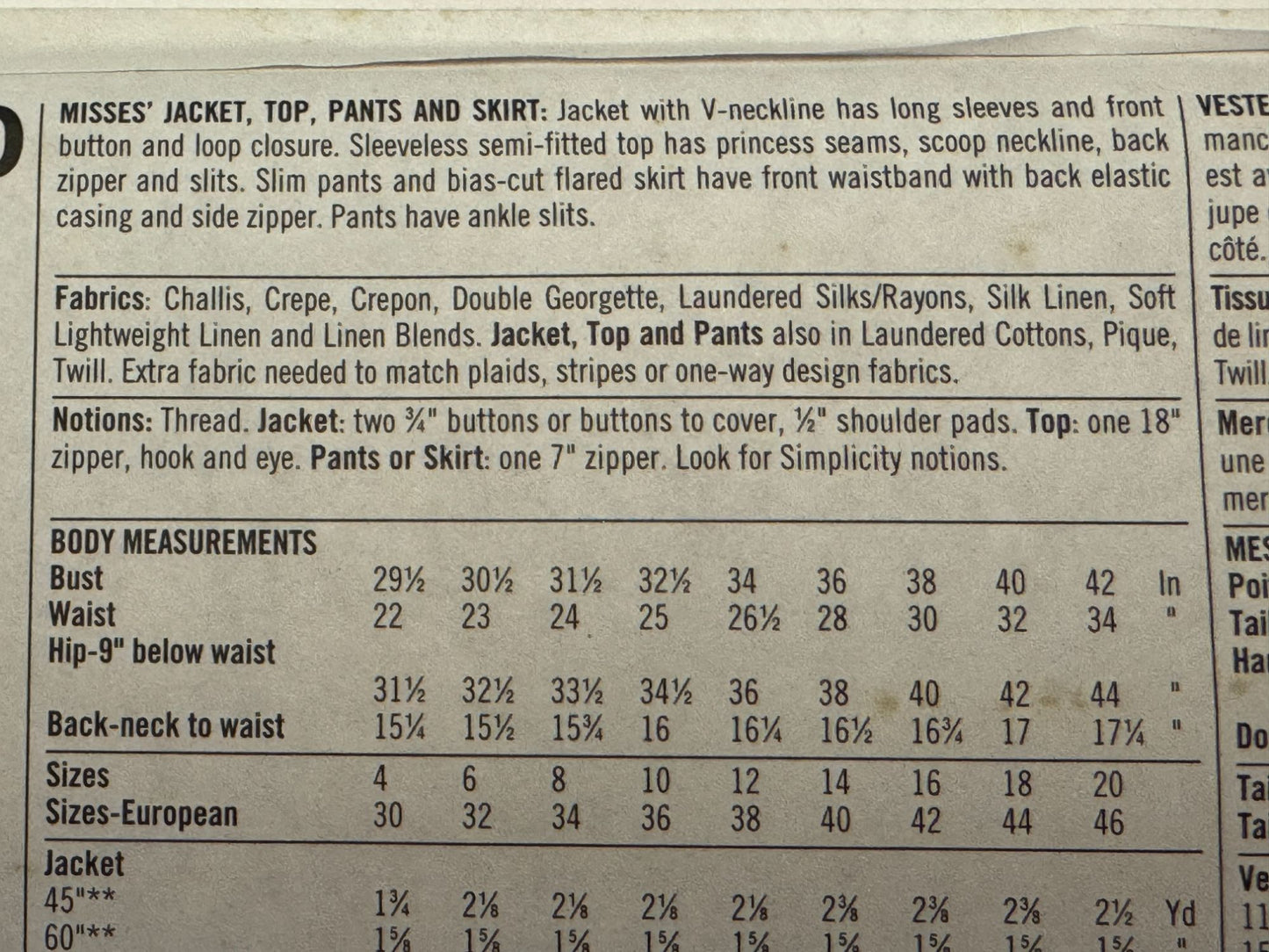 Simplicity Sewing Pattern 7970 Misses Jacket Top Pants Skirt Scoop Neck 16-20 UC