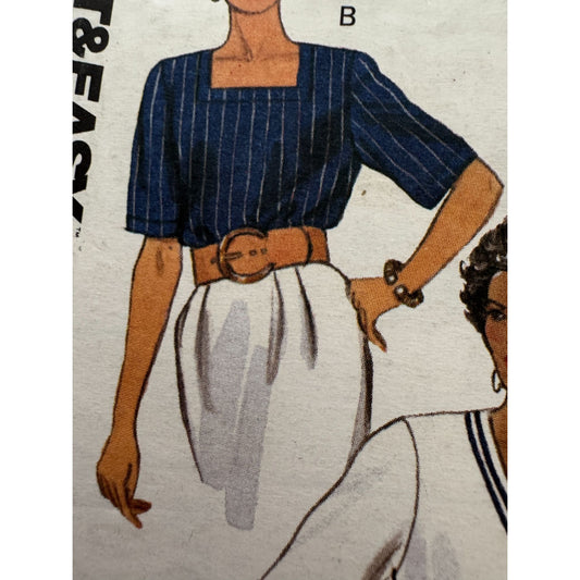 Butterick Sewing Pattern 5278 Tops Shirts Neckline Variations 6 8 10 Easy Uncut