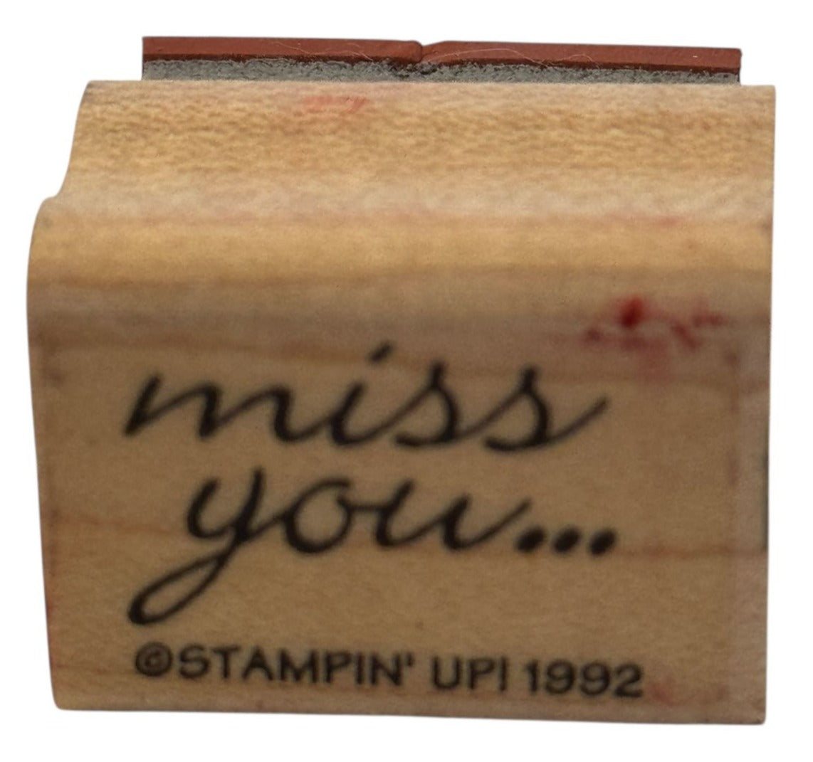 Stampin Up Rubber Stamp Miss You Card Making Words Sentiment Small Cursive Small