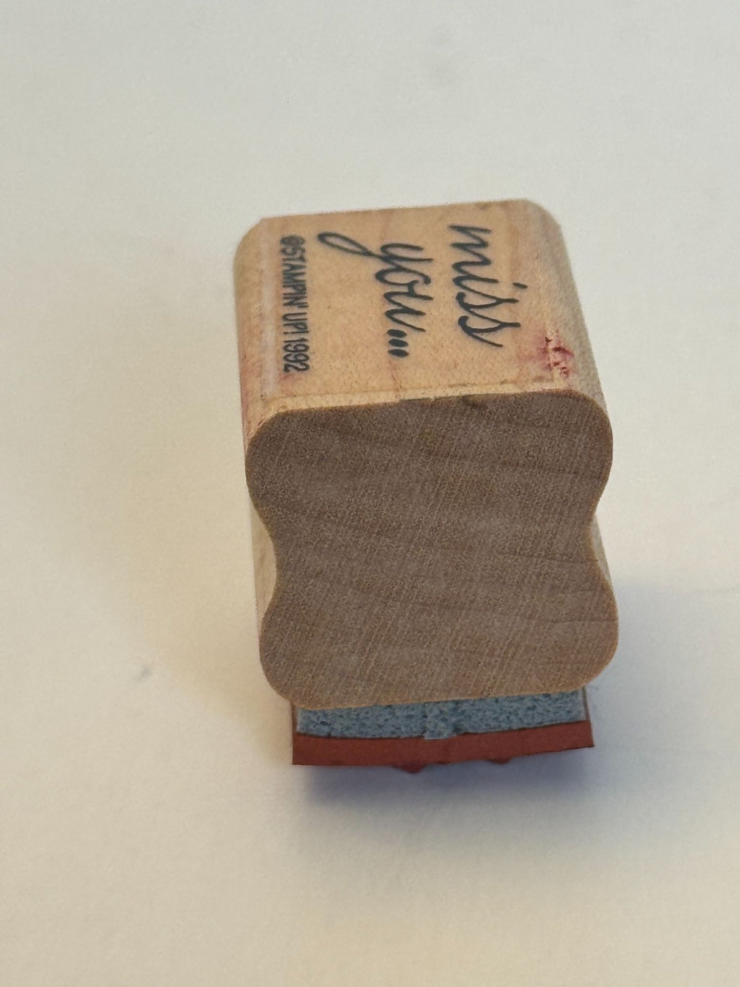 Stampin Up Rubber Stamp Miss You Card Making Words Sentiment Small Cursive Small