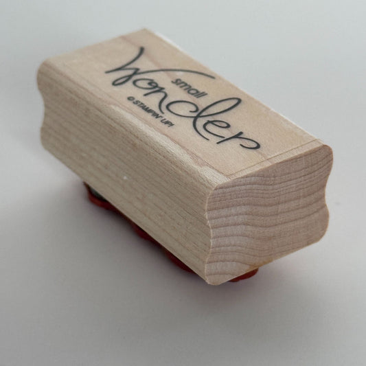 Stampin Up Rubber Stamp Small Wonder Baby Sentiment Card Making Words Wood Mounted