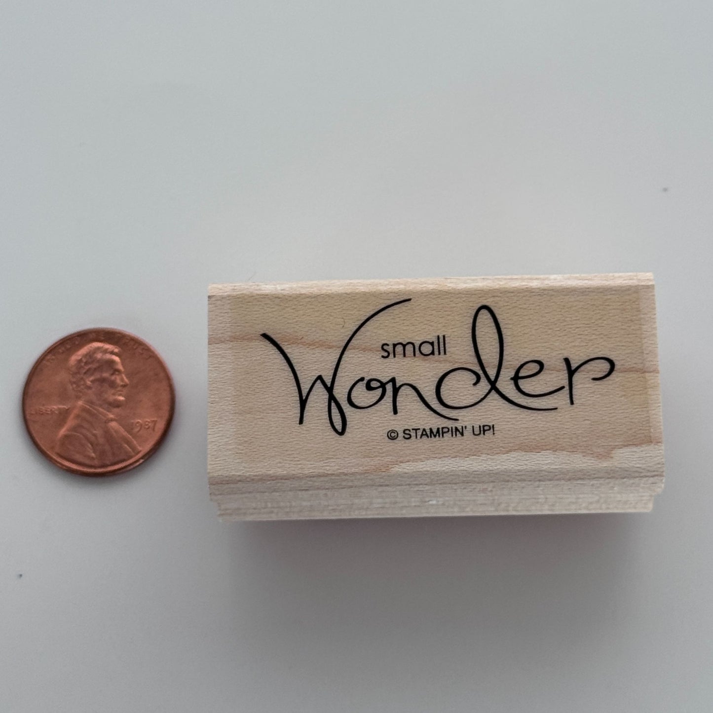 Stampin Up Rubber Stamp Small Wonder Baby Sentiment Card Making Words Wood Mounted