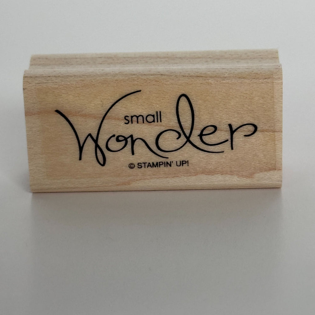 Stampin Up Rubber Stamp Small Wonder Baby Sentiment Card Making Words Wood Mounted