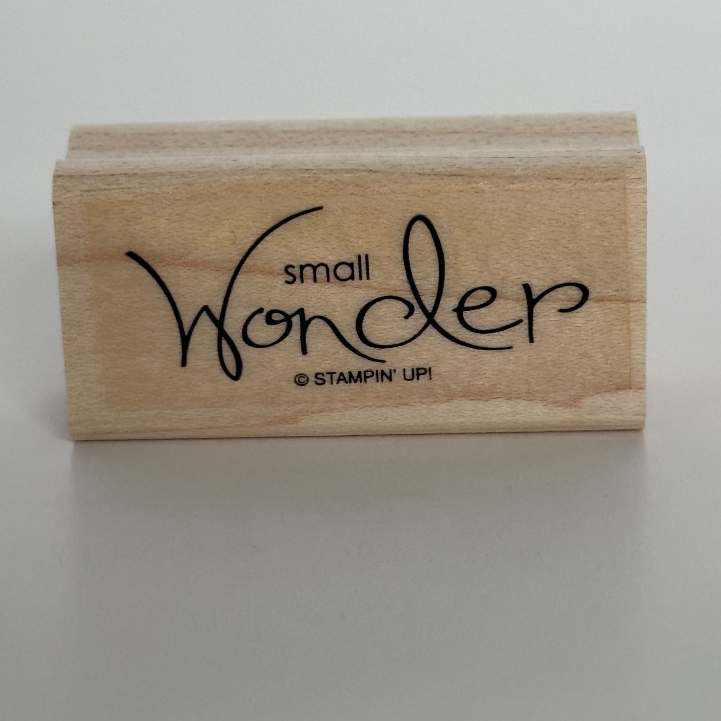 Stampin Up Rubber Stamp Small Wonder Baby Sentiment Card Making Words Wood Mounted