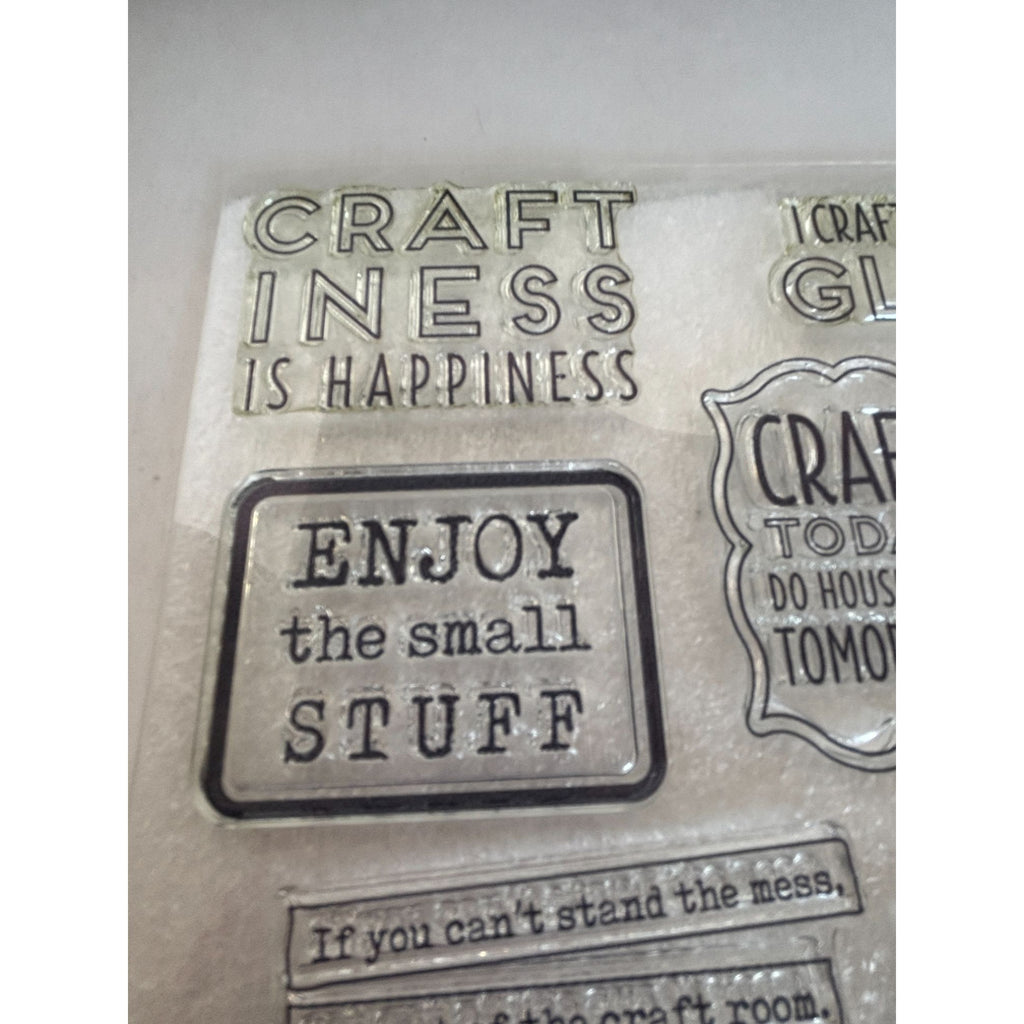 CTMH Acrylic Stamp Set For the Love of Crafting I Craft Hard Sweat Glitter Funny