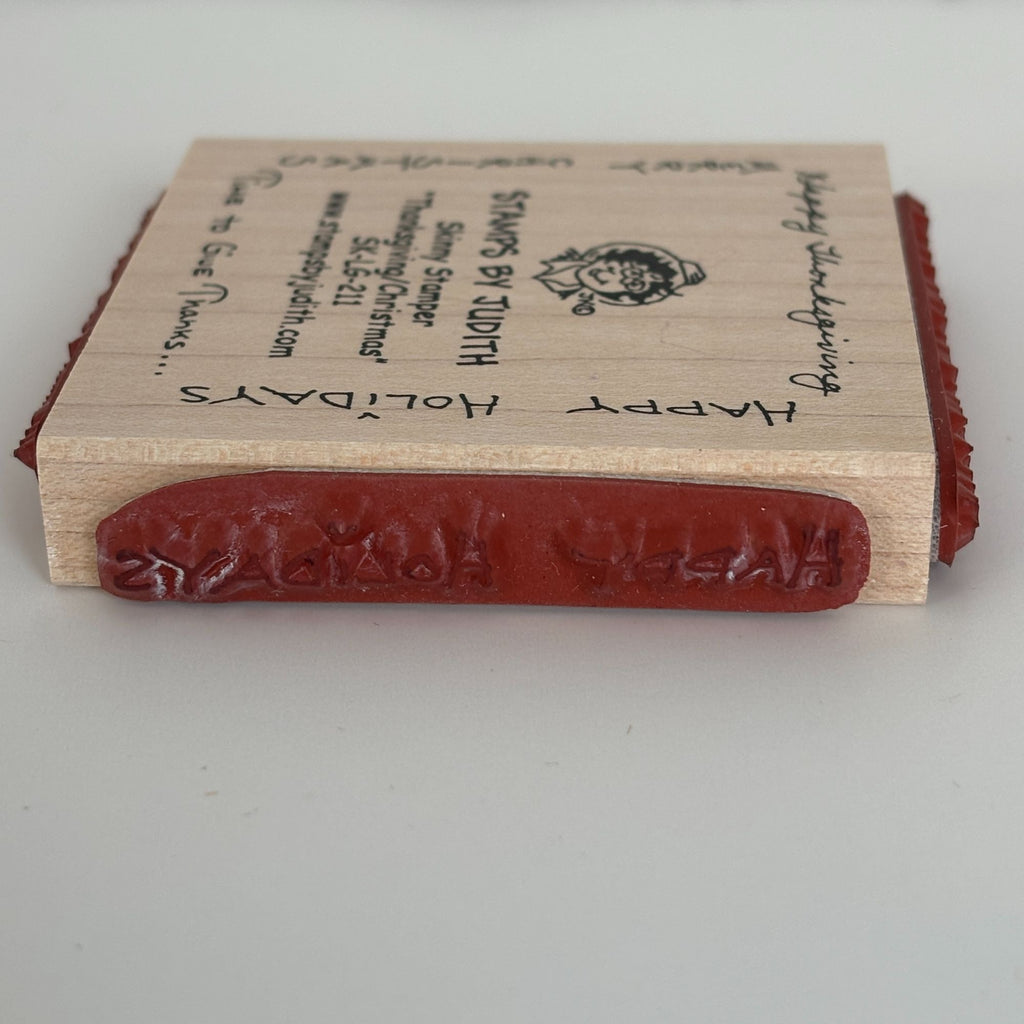 Judith Rubber Stamp Skinny Stamper Happy Thanksgiving Merry Christmas Words