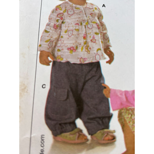 Burda Sewing Pattern 9645 Baby Toddler Girl Shirt Pants Outfit Easy 6M-3T Uncut