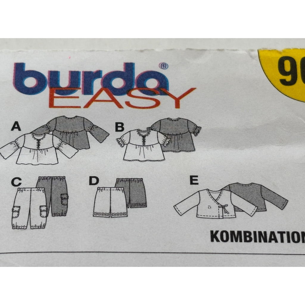Burda Sewing Pattern 9645 Baby Toddler Girl Shirt Pants Outfit Easy 6M-3T Uncut