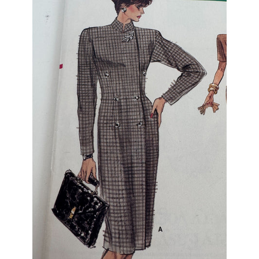 Vogue Sewing Pattern 7061 Double Breasted Dress Work Vintage 1980s 12-16 Uncut