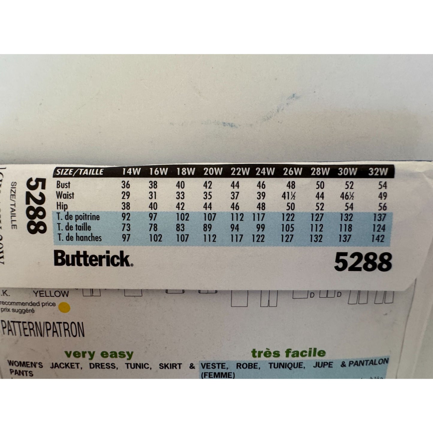 Butterick Sewing Pattern 5288 Uncut Jacket Dress Tunic Skirt Pants Vintage 90s 16W-20W