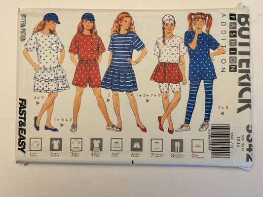 Butterick Sewing Pattern 5342 Mix and Match Separates Girls Dress Skirt 12 14 UC