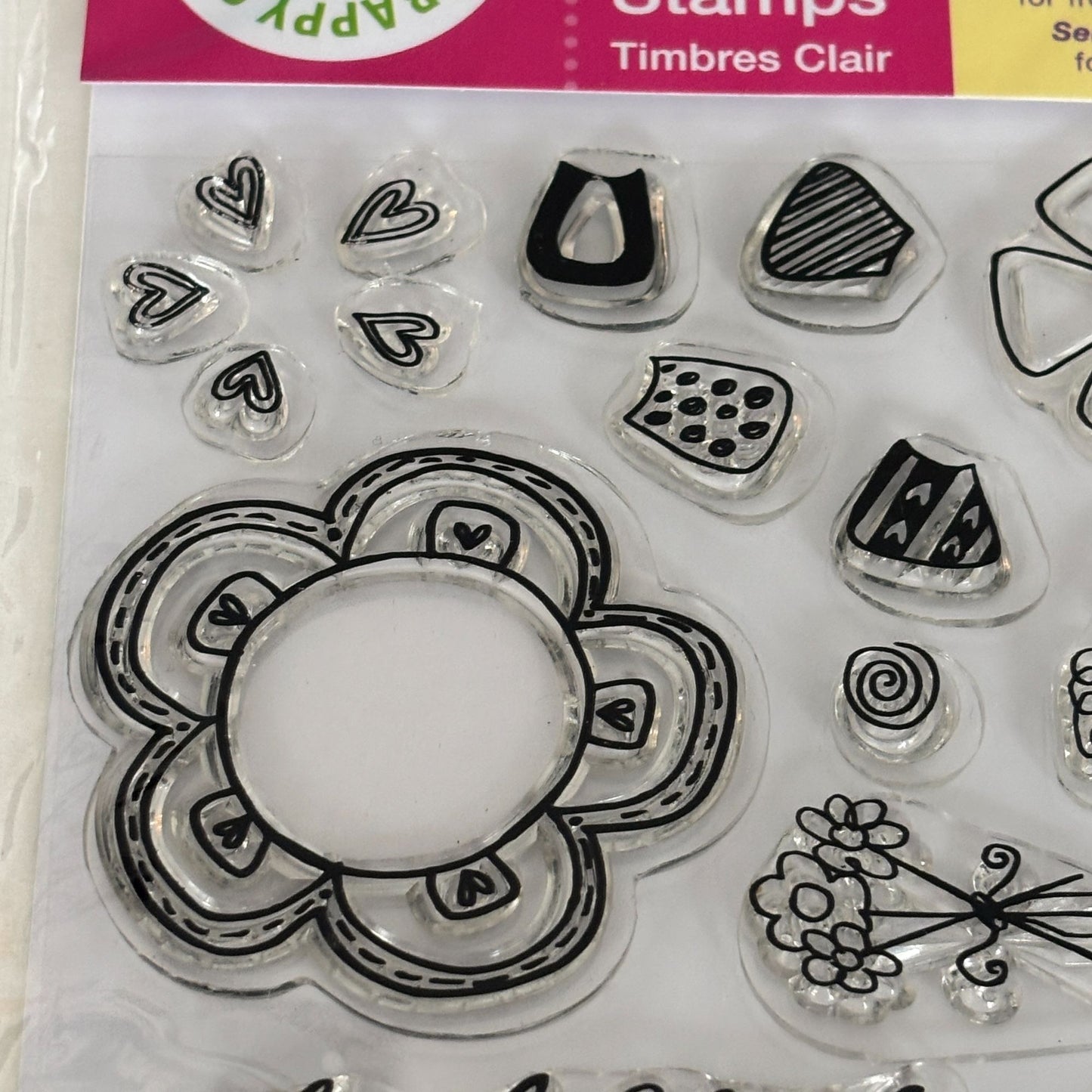 Scrappy Cat Clear Stamps Thank You Cardmakers Dream Series Cardmaking Sentiments Flowers Friendship Words