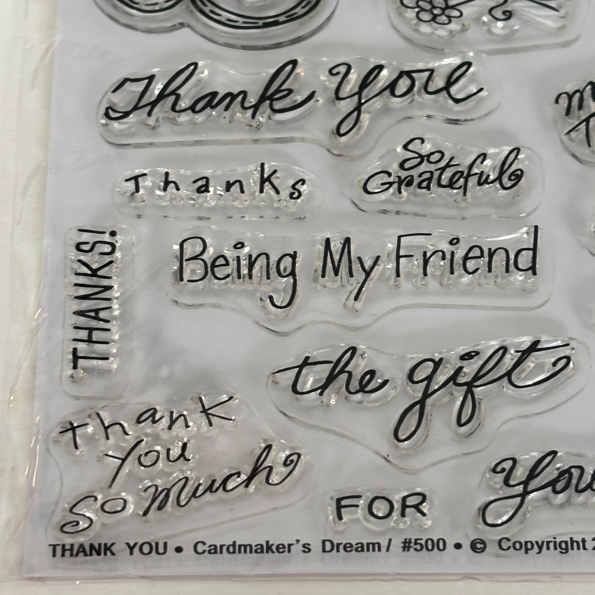 Scrappy Cat Clear Stamps Thank You Cardmakers Dream Series Cardmaking Sentiments Flowers Friendship Words