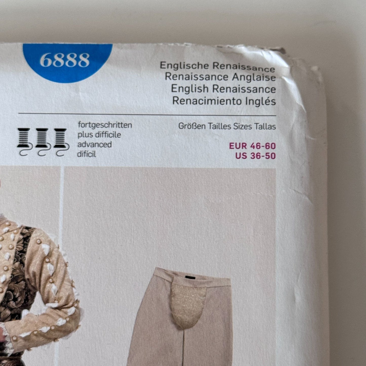 Burda Sewing Pattern 6888 English Renaissance Doublet Mens Tudor Costume Elizabethan Outfit 36-50 Uncut