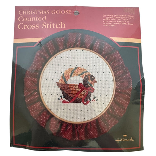 Hallmark Counted Cross Stitch Kit Christmas Goose Holidays Craft Pattern Vintage