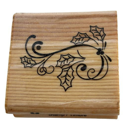 CraftSmart Rubber Stamp Holiday Holly Flourish Christmas Card Making Holidays