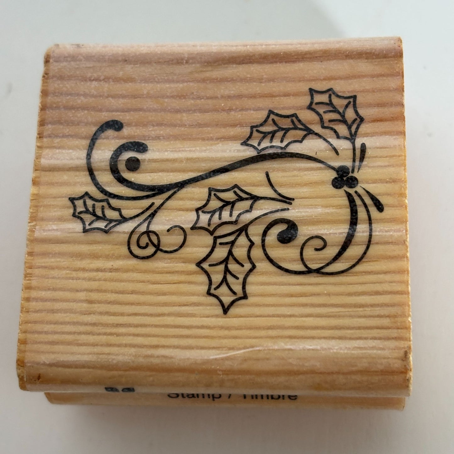 CraftSmart Rubber Stamp Holiday Holly Flourish Christmas Card Making Holidays