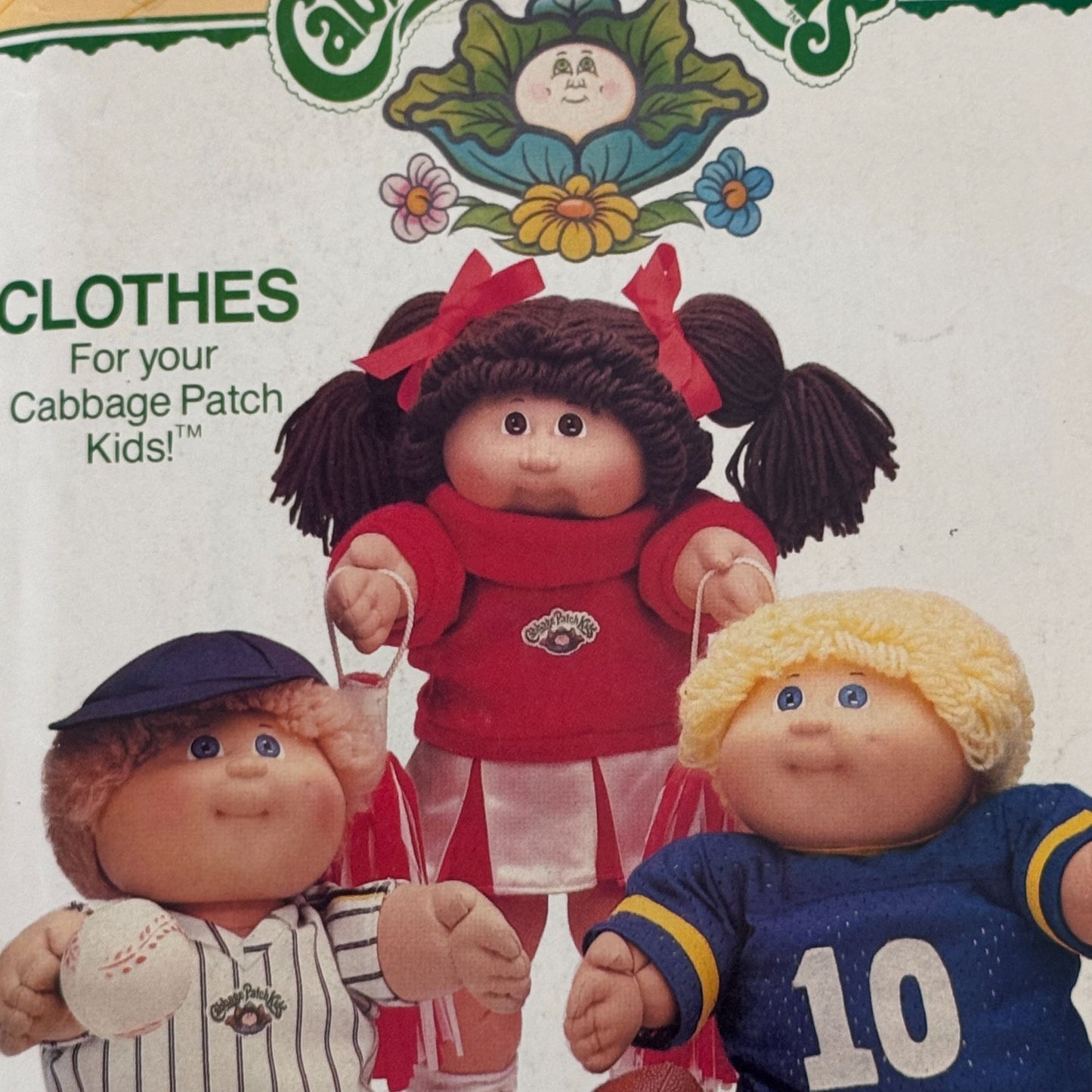 Butterick Sewing Pattern 6827 Cabbage Patch Kids Doll Clothes Football Cheerleader Vintage 1980s Uncut