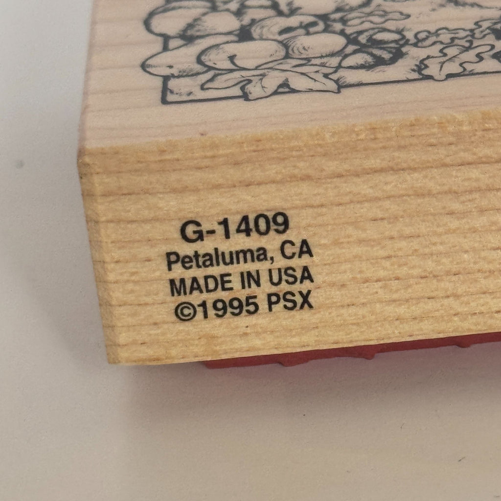PSX Rubber Stamp Halloween Scarecrow Farm Scene Pumpkins Wheat Fence Cat Cardmaking Thanksgiving