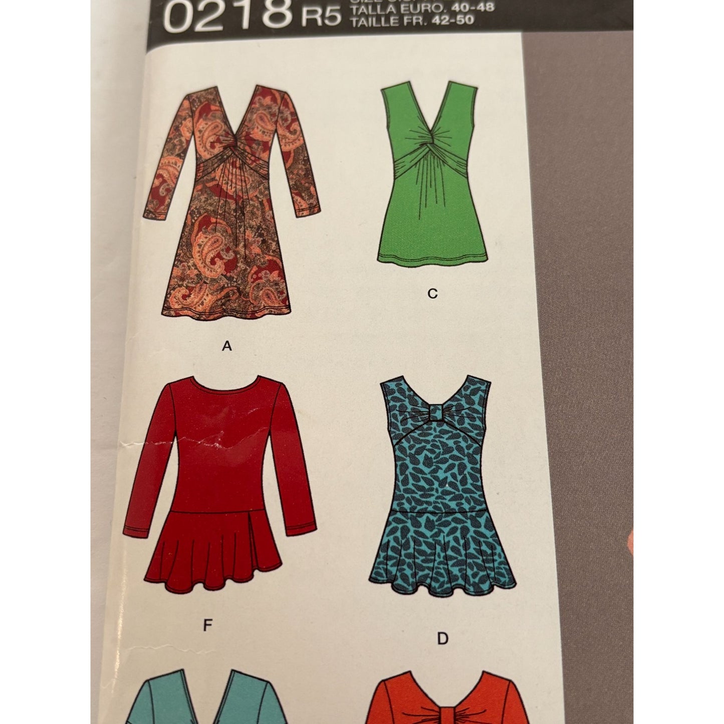Simplicity Sewing Pattern 0218 Misses Knit Tunic Top Peplum Shirt Size 14-22 UC