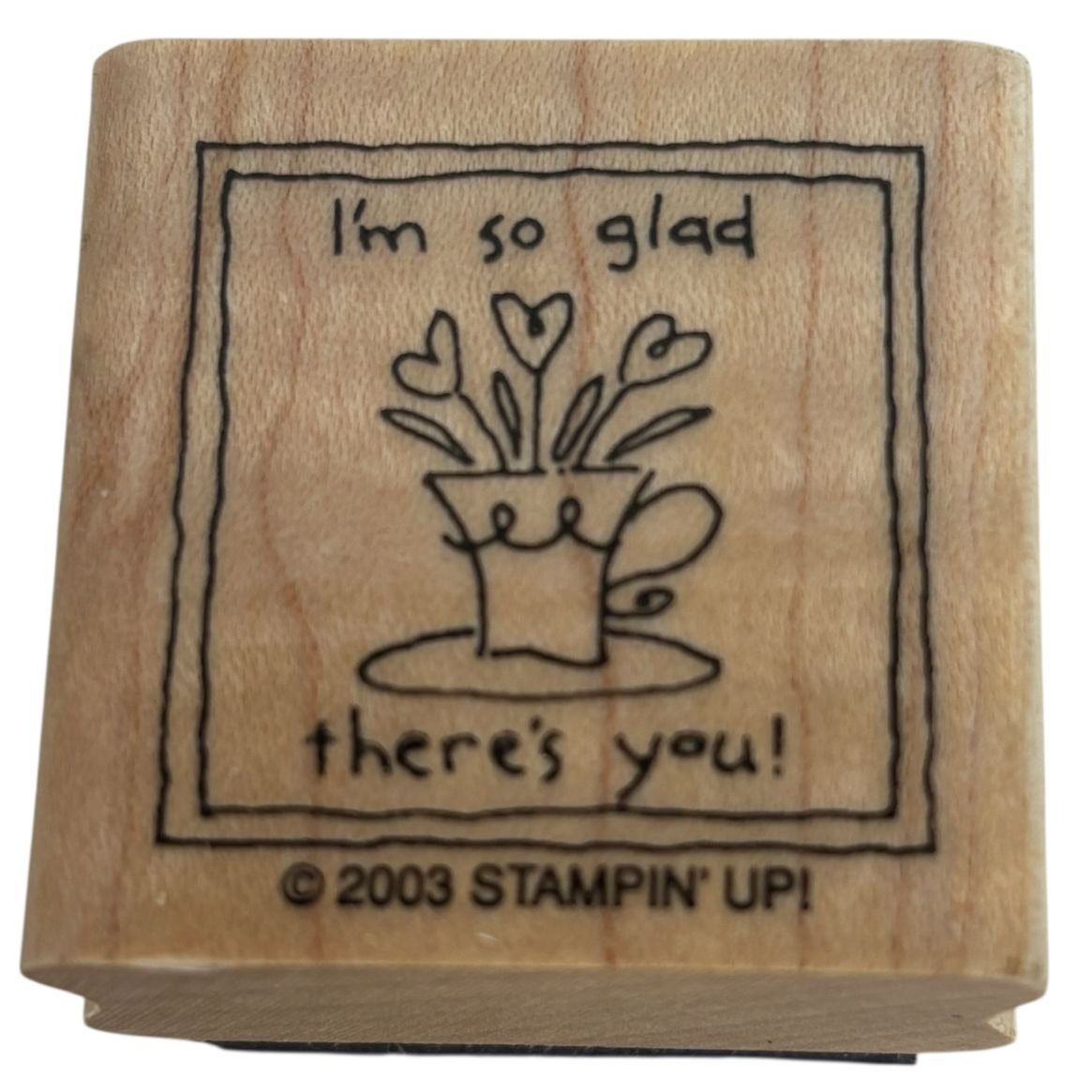 Stampin Up Wood Rubber Stamp Friendship Card Making Words Square Heart Flowers