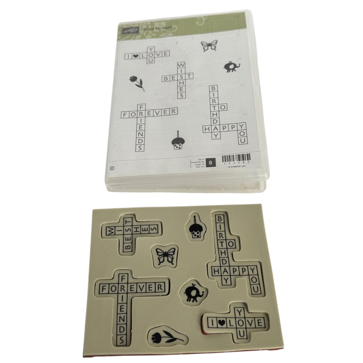 Stampin Up Clear Mount Rubber Stamps Cross My Heart Crossword Puzzle Sentiments