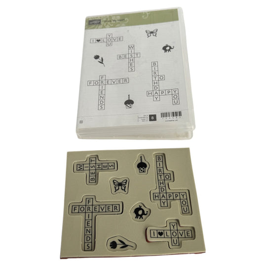 Stampin Up Clear Mount Rubber Stamps Cross My Heart Crossword Puzzle Sentiments