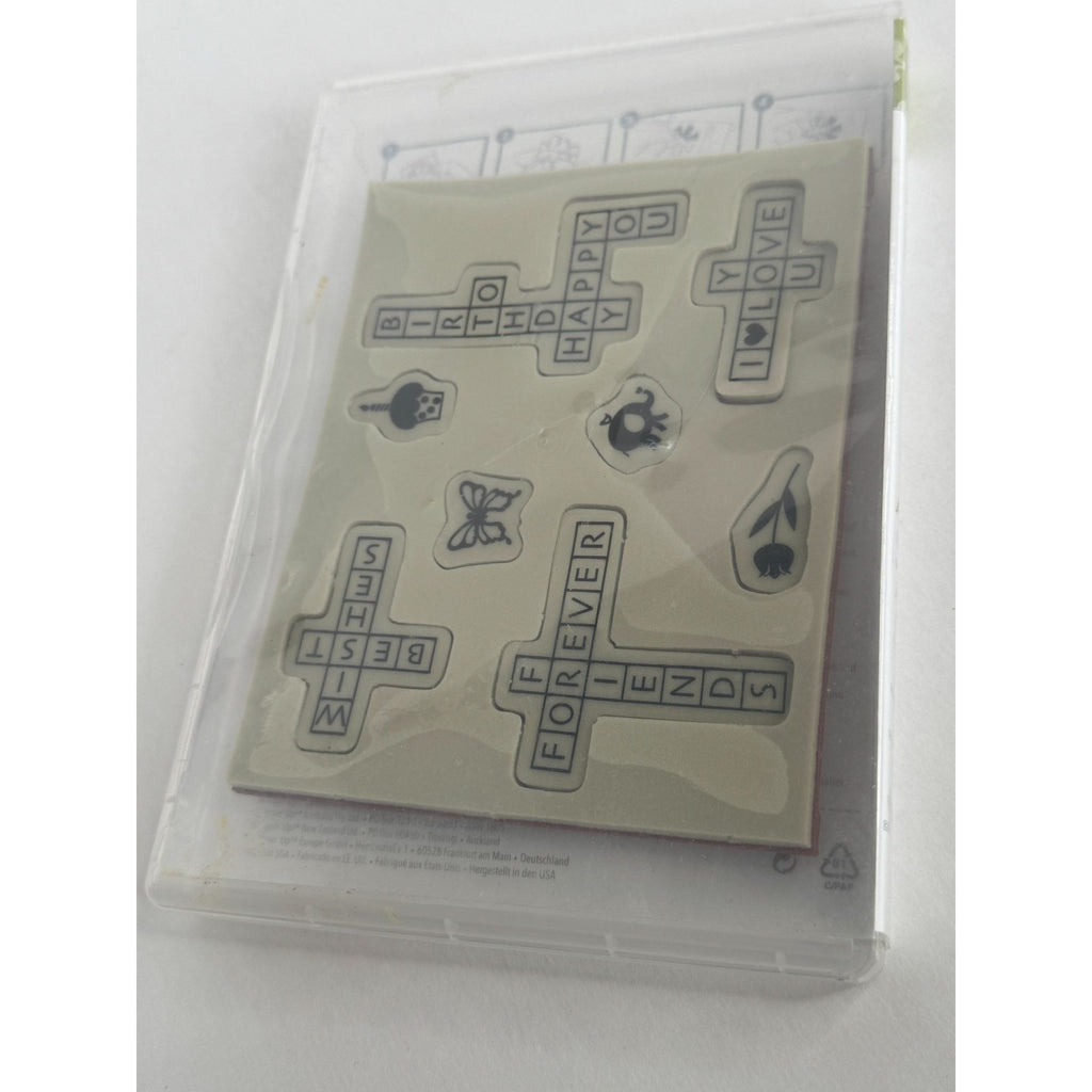 Stampin Up Clear Mount Rubber Stamps Cross My Heart Crossword Puzzle Sentiments