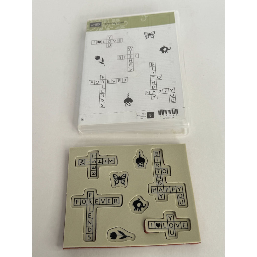 Stampin Up Clear Mount Rubber Stamps Cross My Heart Crossword Puzzle Sentiments