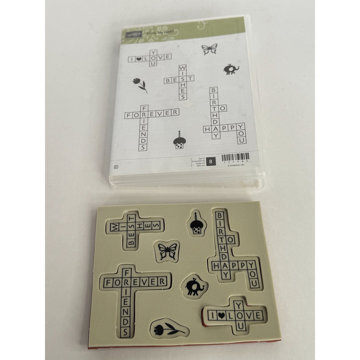 Stampin Up Clear Mount Rubber Stamps Cross My Heart Crossword Puzzle Sentiments