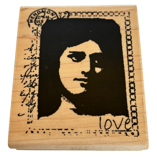 Stampington Rubber Stamp Love Letter Womans Face Silhouette Postmark Card Making