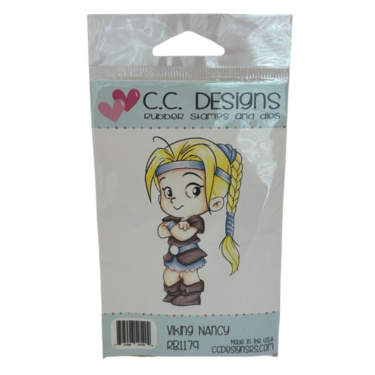 CC Designs Rubber Stamp Viking Nancy Girl Braided Hair Warrior Strong Unmounted