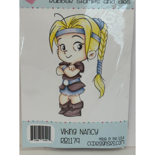 CC Designs Rubber Stamp Viking Nancy Girl Braided Hair Warrior Strong Unmounted