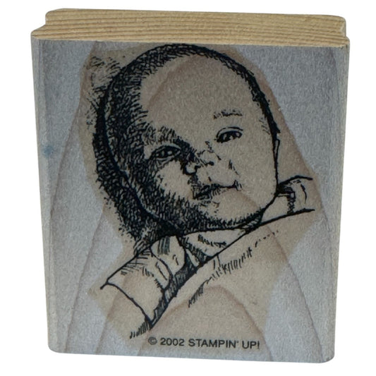 Stampin Up Rubber Stamp Baby Face Nap Smile Adorable Family Announcement Craft
