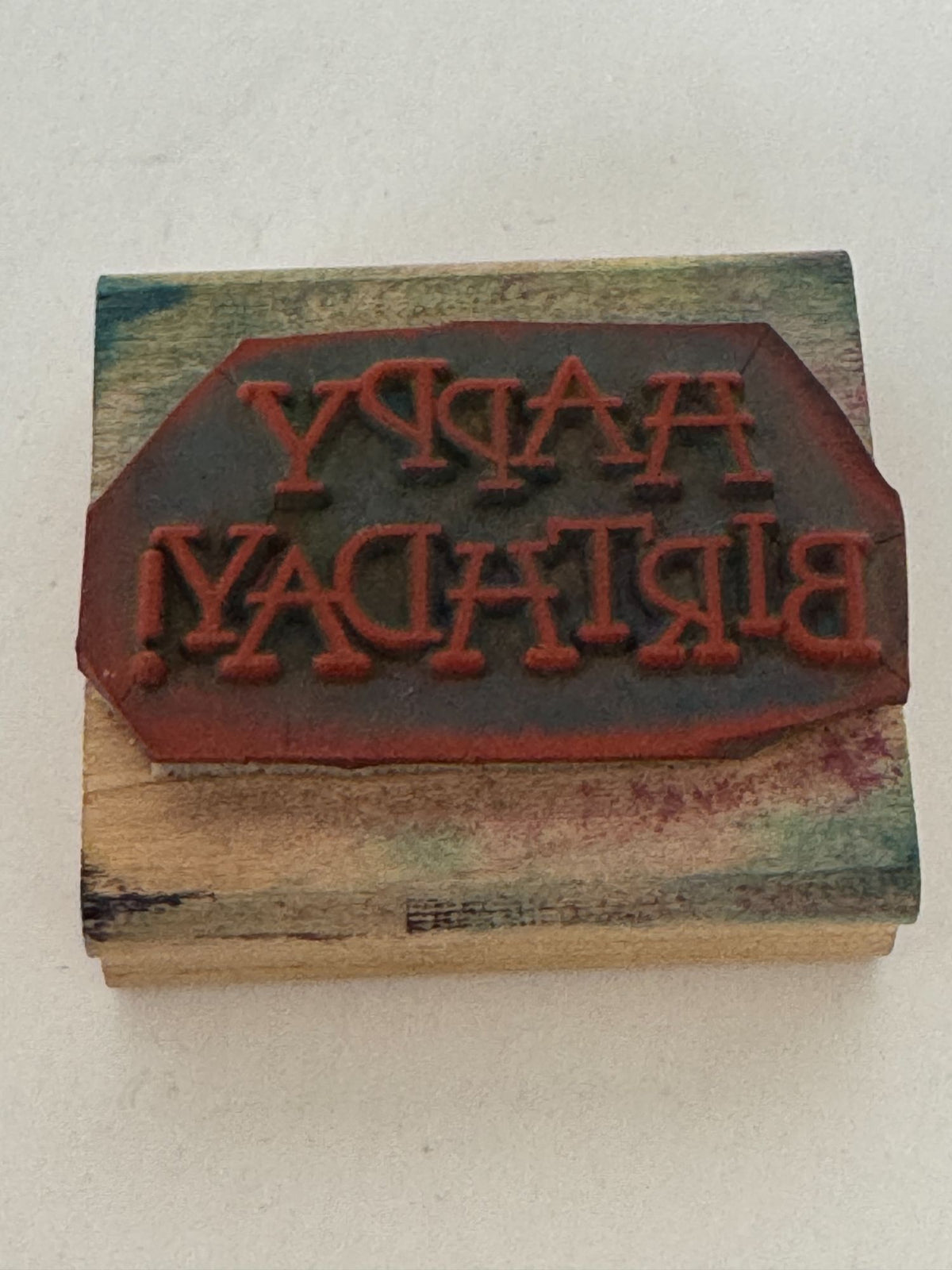 Stampin Up Rubber Stamp Happy Birthday Card Making Words Sentiment Wood Mounted
