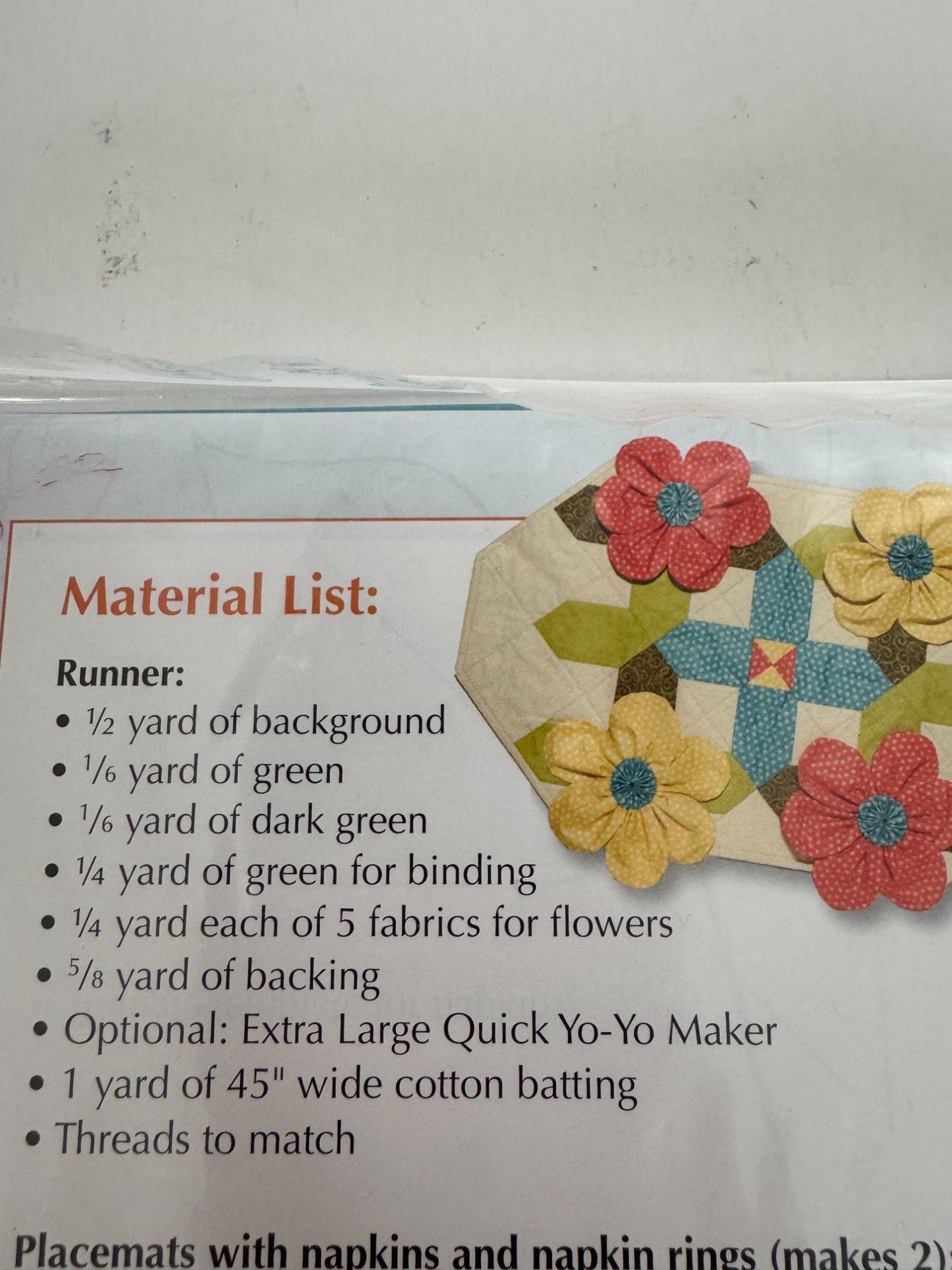 Pieced Tree Patterns Quilting Garden Party Runner Placemats Napkins Flowers