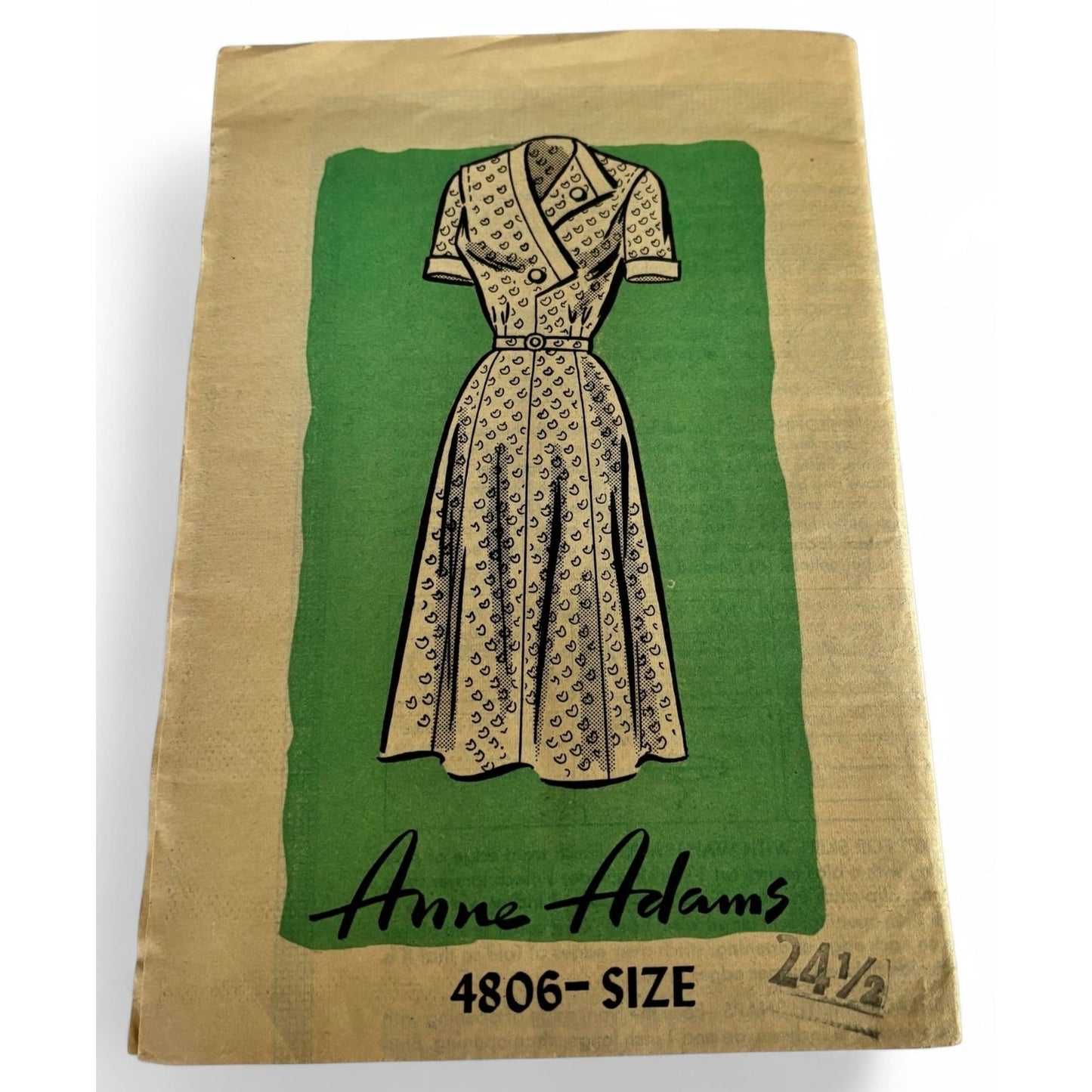 Anne Adams Sewing Pattern 4806 Dress Vintage 1950s Half Size 24.5 Retro Rare 50s