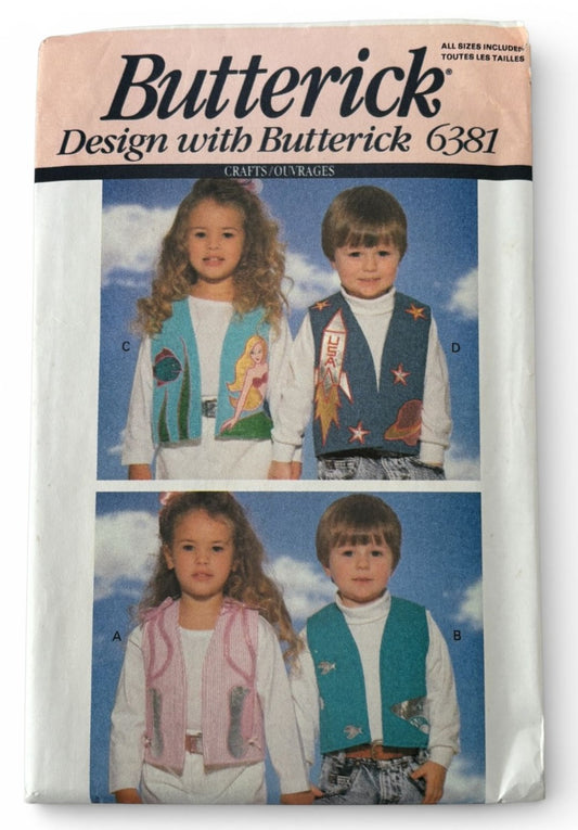 Butterick Sewing Pattern 6381: Toddler's / Children's Vest