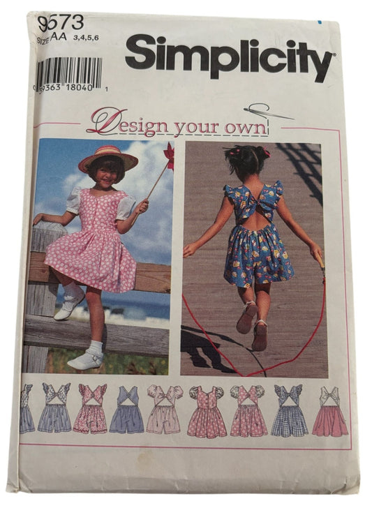 Simplicity Sewing Pattern 9573 Design Your Own Dress And Romper Girls 3-6 Uncut