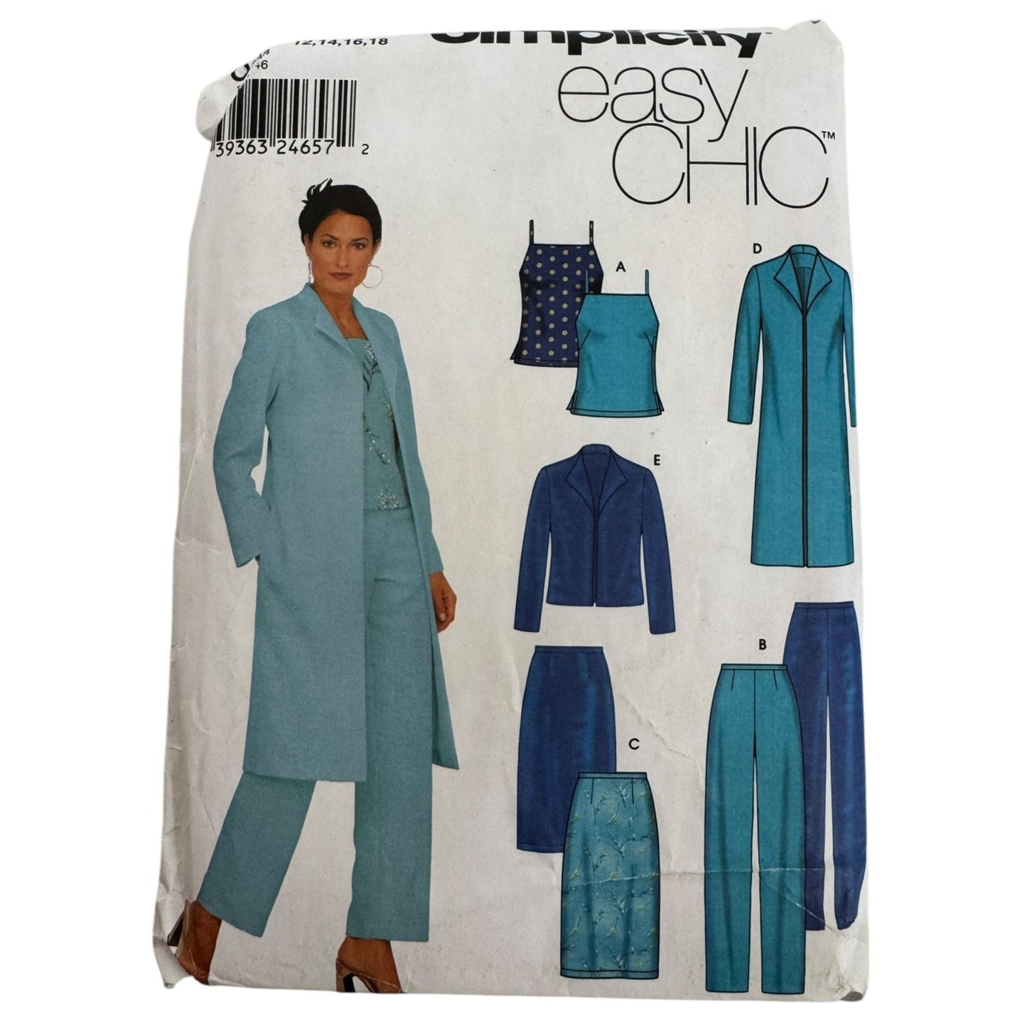 Simplicity Sewing Pattern 9572 Top Jacket Pants Skirt Pants Easy Chic 12-18 UC