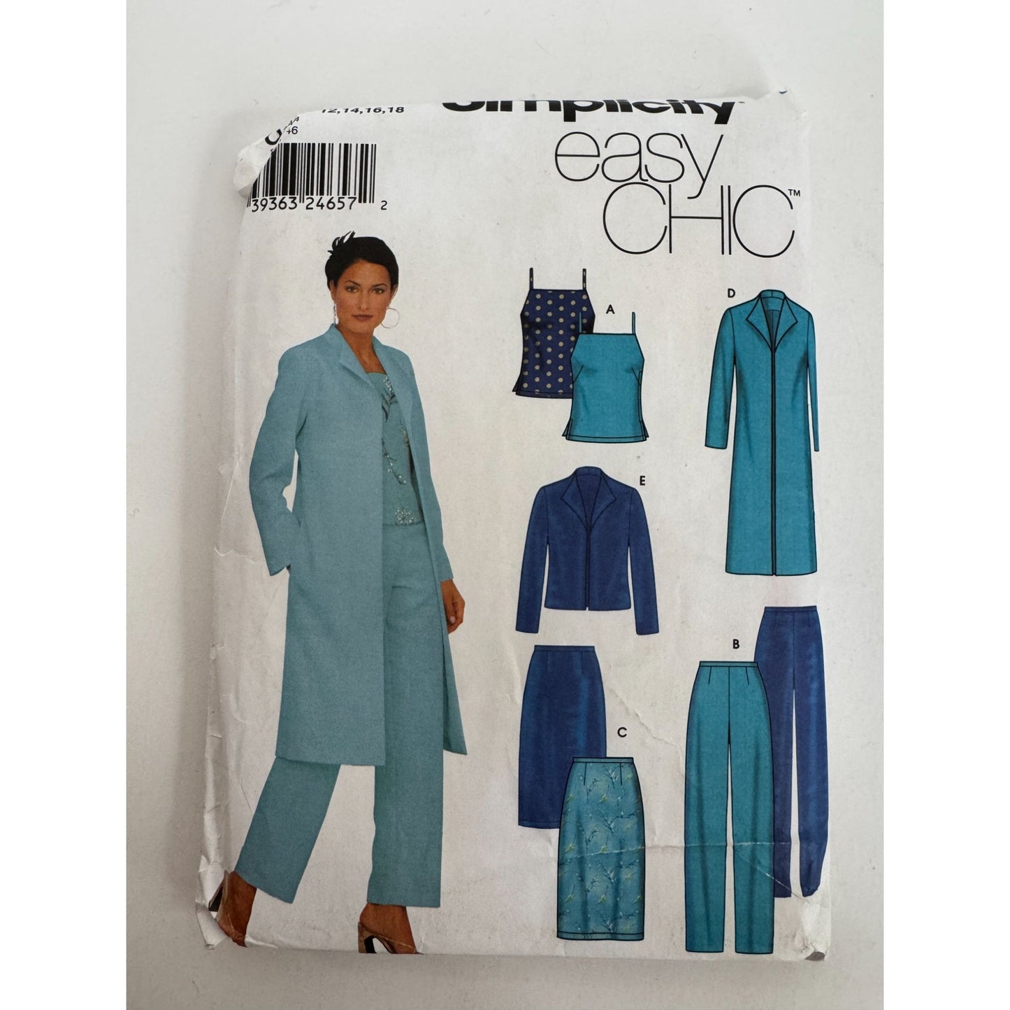 Simplicity Sewing Pattern 9572 Top Jacket Pants Skirt Pants Easy Chic 12-18 UC
